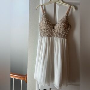 White and beaded cocktail dress